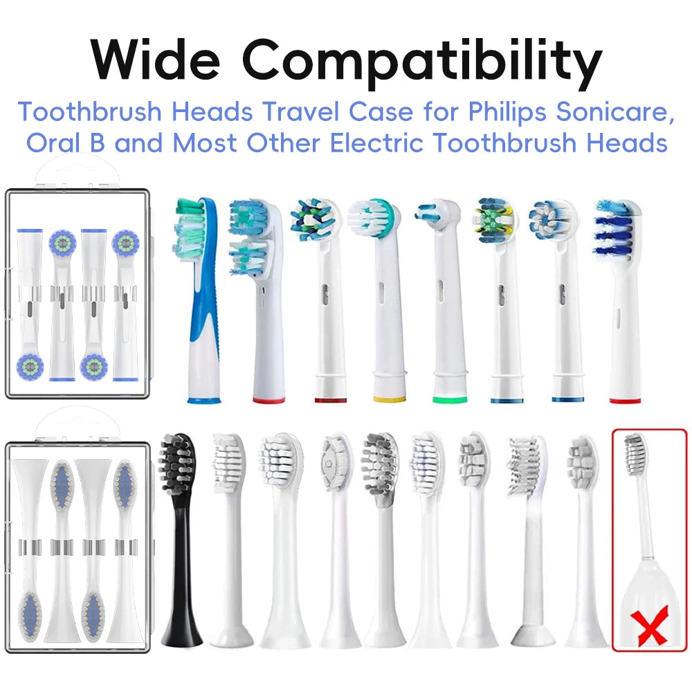 Toothbrush Head Storage Box Replacement Brush Heads Travel Case Compatible with Oral B, iO and Philips Electric Toothbrush Head