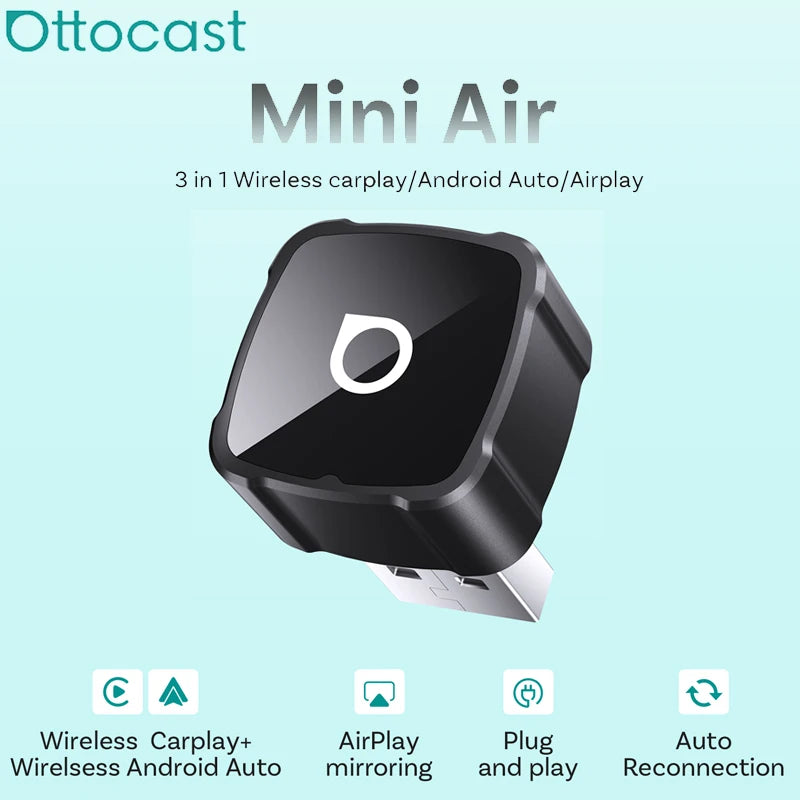 OTTOCAST MINI AIR Cube 4.0 Wireless CarPlay Android Auto 3 in 1  Adapter Screen Mirroring Car Accessories for Youtube Tiktok