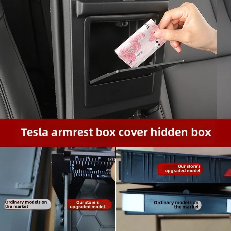 For Tesla Model 3 2017 2018 2019 2020 2021 2022 2023 Car Center Console Tidying Tray Armrest Case Hidden Storage Box Accessories