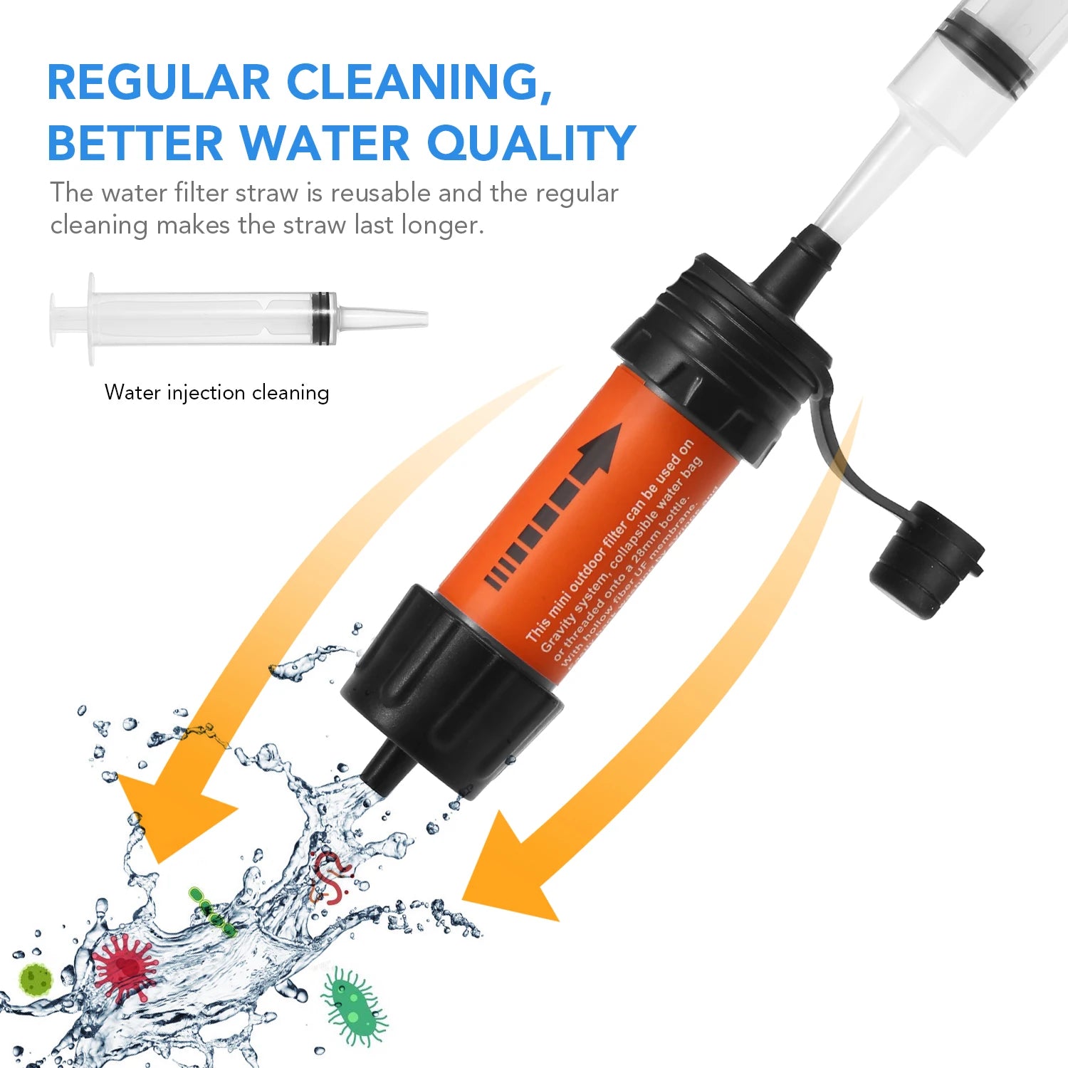 Outdoor Water Filter Straw Portable Emergency Water Purifier for Camping Hiking Survival Travel Filtration System