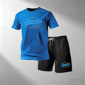 Summer Street Fitness Men's T-Shirts Sets Short Sleeve T-Shirt + Shorts Quick Dry Breathable Round Neck Running Suit Hot Sale