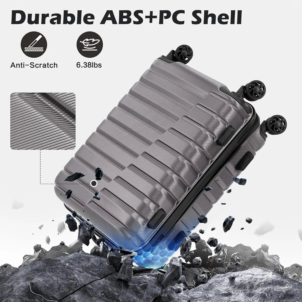 3 Piece Lightweight Expandable Hard Shell Luggage Set Large Checked Suitcase Spinner Wheels, Customized