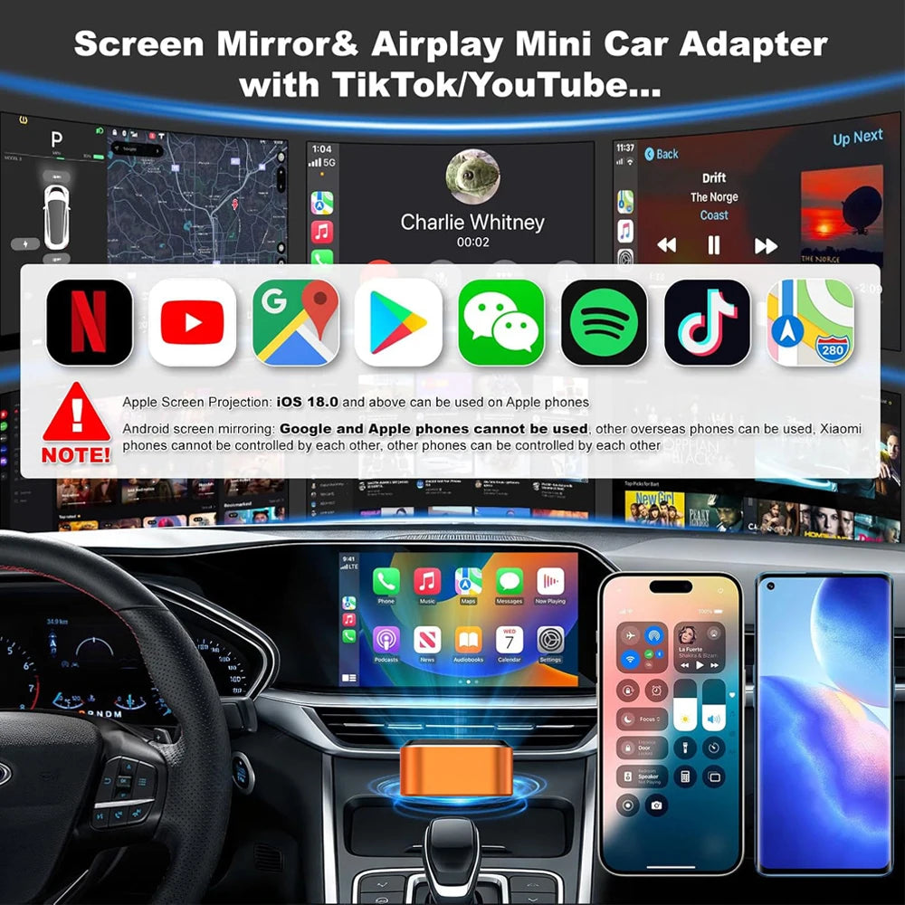 Skilldrive 4 in1 Carplay Android Auto Adapter En Drahtlos Usb c Converter Box Wireless Mirrorlink Dongle Airplay Adapter for Car