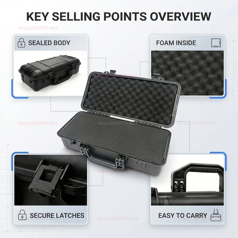 Portable Waterproof Tool Box, High Strength And Anti-Fall. Safe Instrument Protector For Travel, Home Workshop And Outdoor Use.