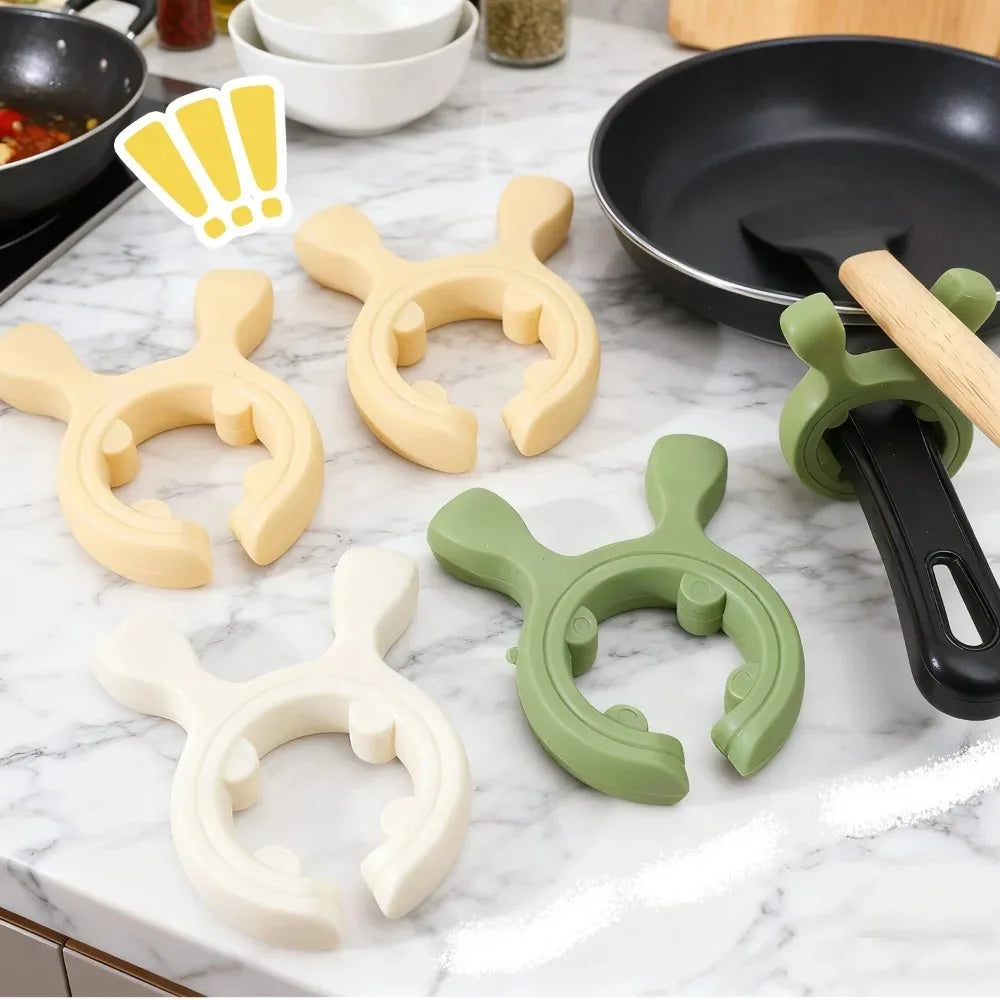 Silicone Deer Ear Spatula Rack Universal Anti-scalding Spoon Holder Heat-resistant Shovel Clip Overflow Pot Clips Kitchen Gadget