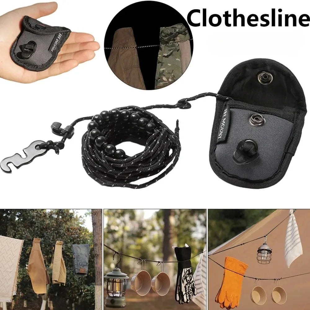 Portable 3-Meter Beaded Clothesline - Adjustable, Windproof Outdoor Laundry Line for Camping & Travel