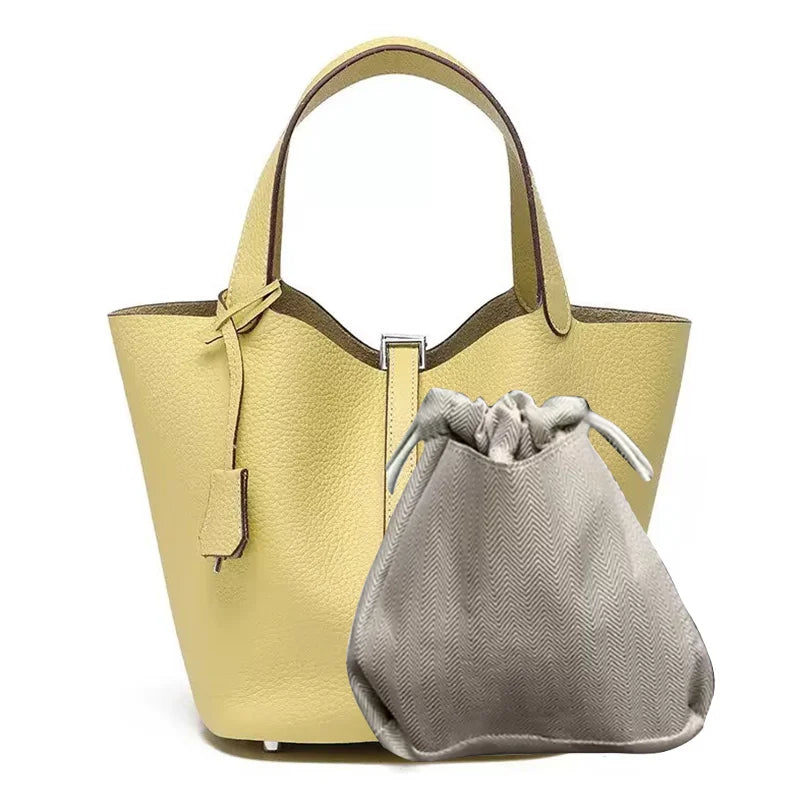 Real Leathe Women Bags Handbags Bucket Bag New Fashion Tote Bag Genuine Leather Luxury Desginer Big Size Large Lady Hand Bags