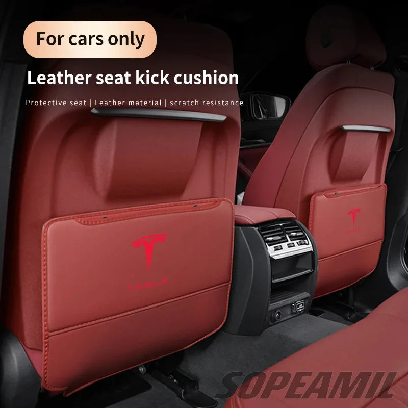 Car Seat Back Protection Anti-Kick Pad Rear Seat Storage Bag For Tesla Cybertruck Beast Roadster Model 3 Model Y Model S Model X