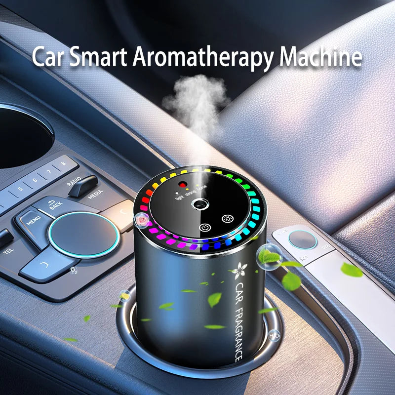 Car Aromatherapy Perfume with Automatic Spray Aluminum Alloy Metal Odor Remover with Colorful Star Ceiling Atmosphere Light