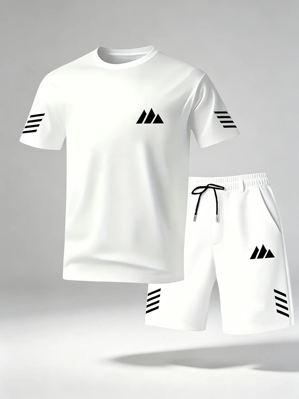 2026 Men 2PCS Summer Tracksuit Quick Dry Breathable Lightweight Short Sleeve Tee Shorts Streetwear Gym Running Sports Outfit