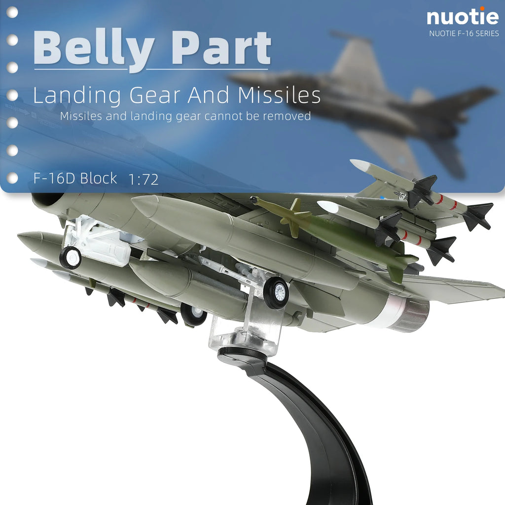 NUOTIE 1/72 F-16D Fighting Falcon US Air Force Diecast Metal w/Display & Kit Fighter Jet Model for Collectors