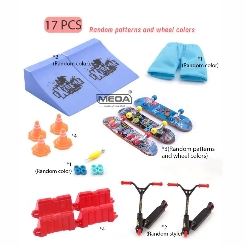 Profession Finger Boarding DIY Ramp Park Finger Scooter Finger Skateboard with Metal Bridge Skate Trucks Kid Pocket Toys Gift