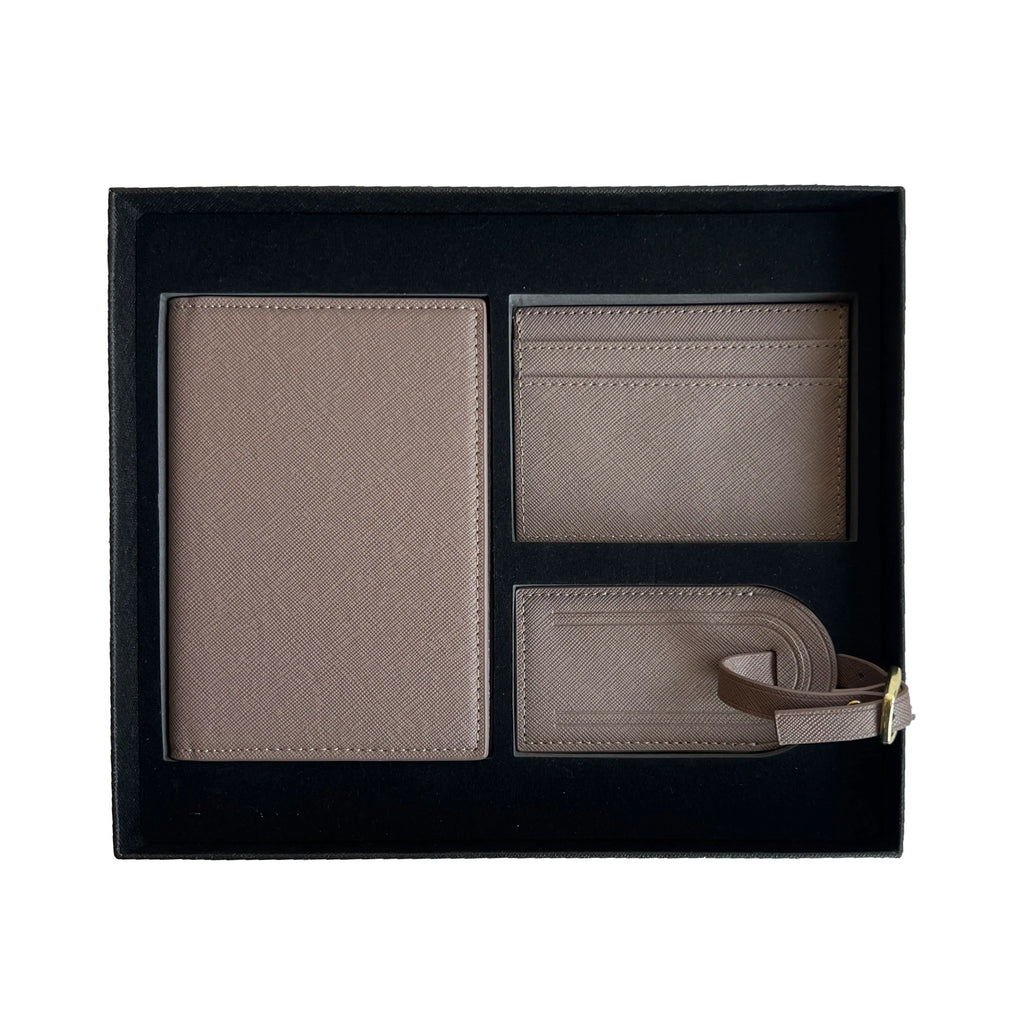 Free Custom Name Initial Gift Box Set Crocodile Leather Passport Cover  Luggage Tag Cardholder Travel Accessories