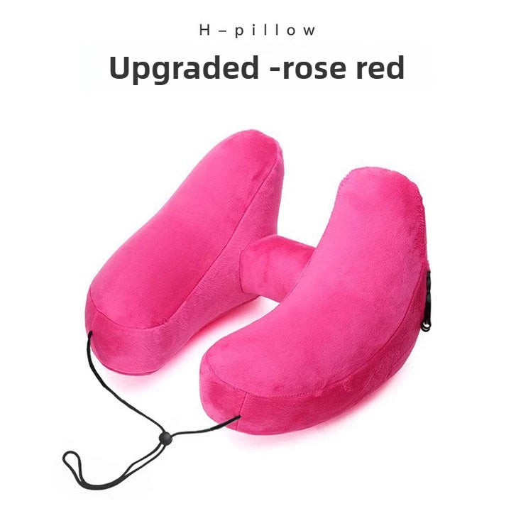 Neck Pillow Travel U-shaped Inflatable H Shape  Multitool Hooded Nap Pillow Outdoor Car Long-Distance Aircraft Neck Pillow