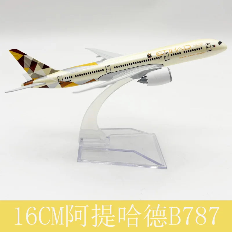 16cm Airplane Model B787 Series Metal 1/400 Scale Planes Airplane Kids Toys Replica Aircraft Plane Tarmac Collectible Display