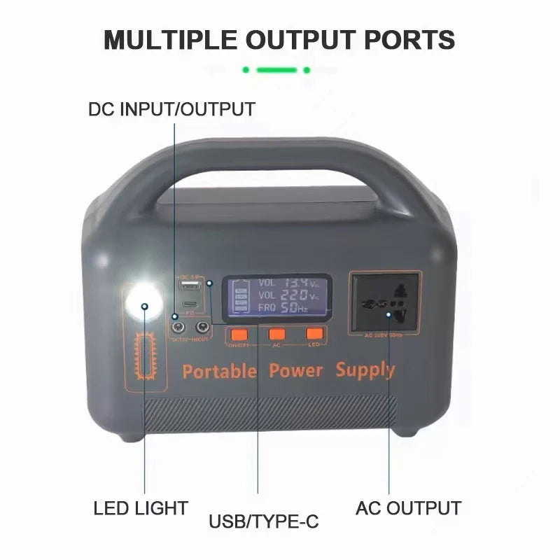 400W Portable Power Station Solar Generator 220V 192Wh LiFePO4 Power Bank for Camping Emergency Energy with Solar Panel Charger