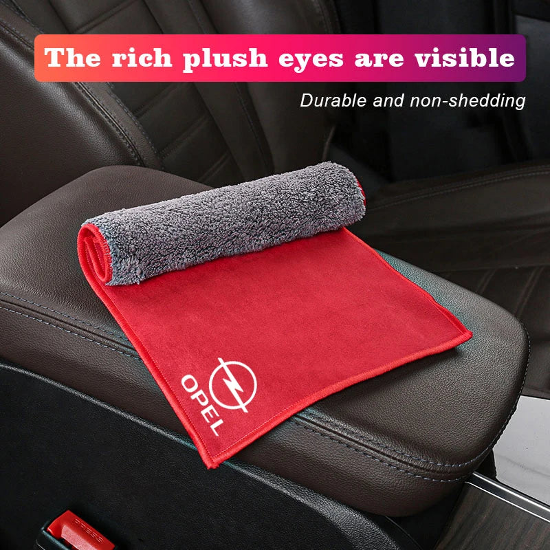 Suede Fleece Microfiber Towel Car Logo Cleaning Rag Cloth For Opel Corsa D Astra Insignia Vauxhall Vectra H G J Antara C Zafira