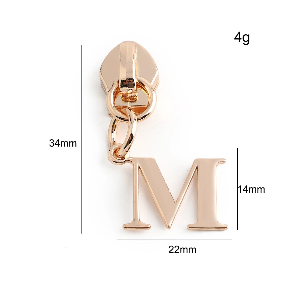 20/50PCS 5# Nylon A-Z English Initial Letter Zipper Puller Slider For Create Personal Logo Bag Purse Trinkets Gift Accessories