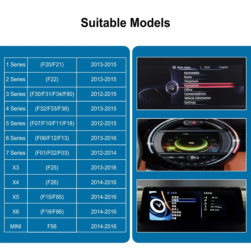 Wireless CarPlay For BMW NBT CIC 1 2 3 4 5 7 Series F22 F10 F01 F02 X3 X4 F25 F26 MINI X4 X5 X6 F56 F15 F16 F85 Android Auto Box