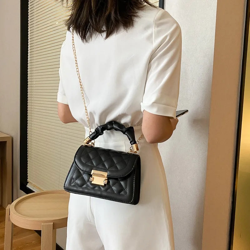Internet Celebrity Popular Women's Small Square Bag, Classic and Simple Chain Bag, Commuting Hand-Held Crossbody Bag