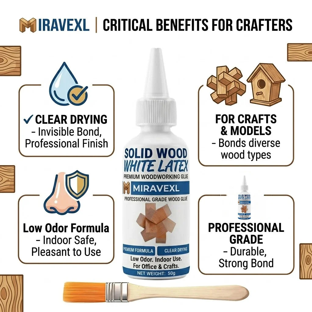 50g Eco-Friendly White Wood Glue with Brush, Quick Dry Strong Bond for Office Craft Woodworking & School DIY Projects