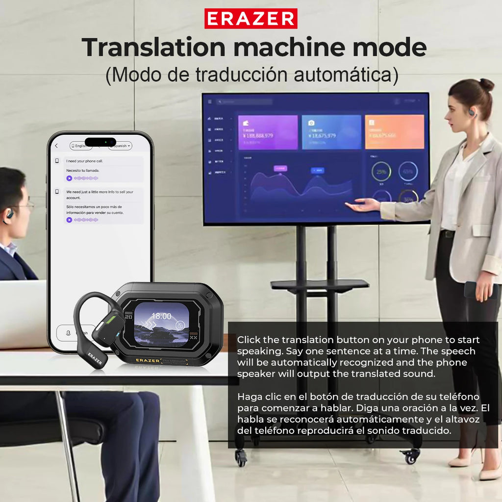 Translator Erazer XP6 Bluetooth Earphones Wireless Earbuds 135 Languages Real-time Translate ASMR Headset DIY Equalizer APP