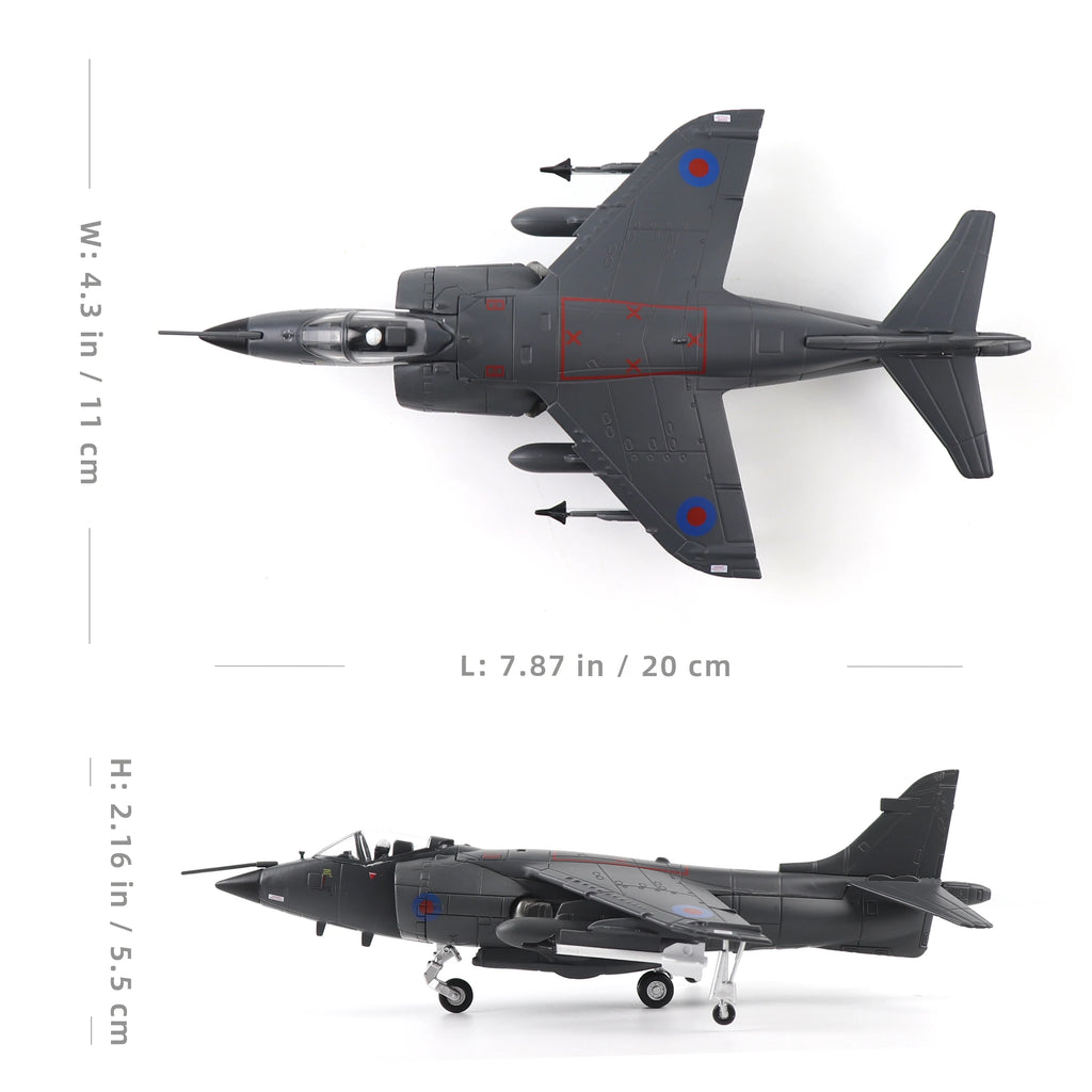 NUOTIE 1/72 Royal Air Force Harrier Jet Pre-Built Diecast Military Model for Display Collection & Gift