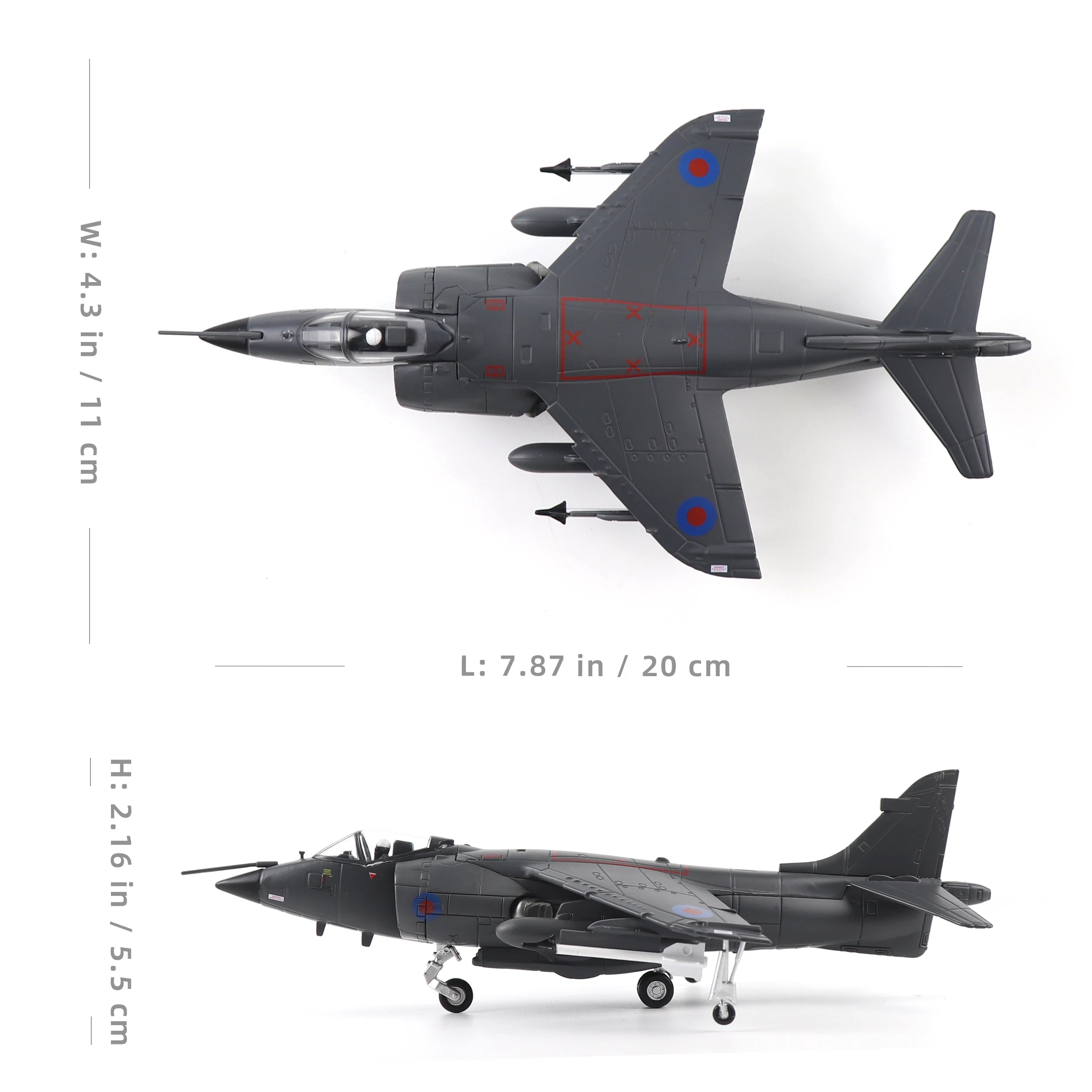 NUOTIE 1/72 Royal Air Force Harrier Jet Pre-Built Diecast Military Model for Display Collection & Gift