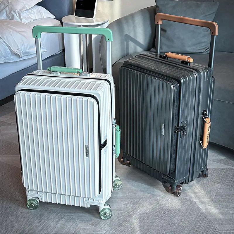 Side Opening Rolling Luggage Wide Trolley Travel 1:9 Deep Warehouse Suitcase with Skating Spinner Wheels TSA Lock PC Material 20