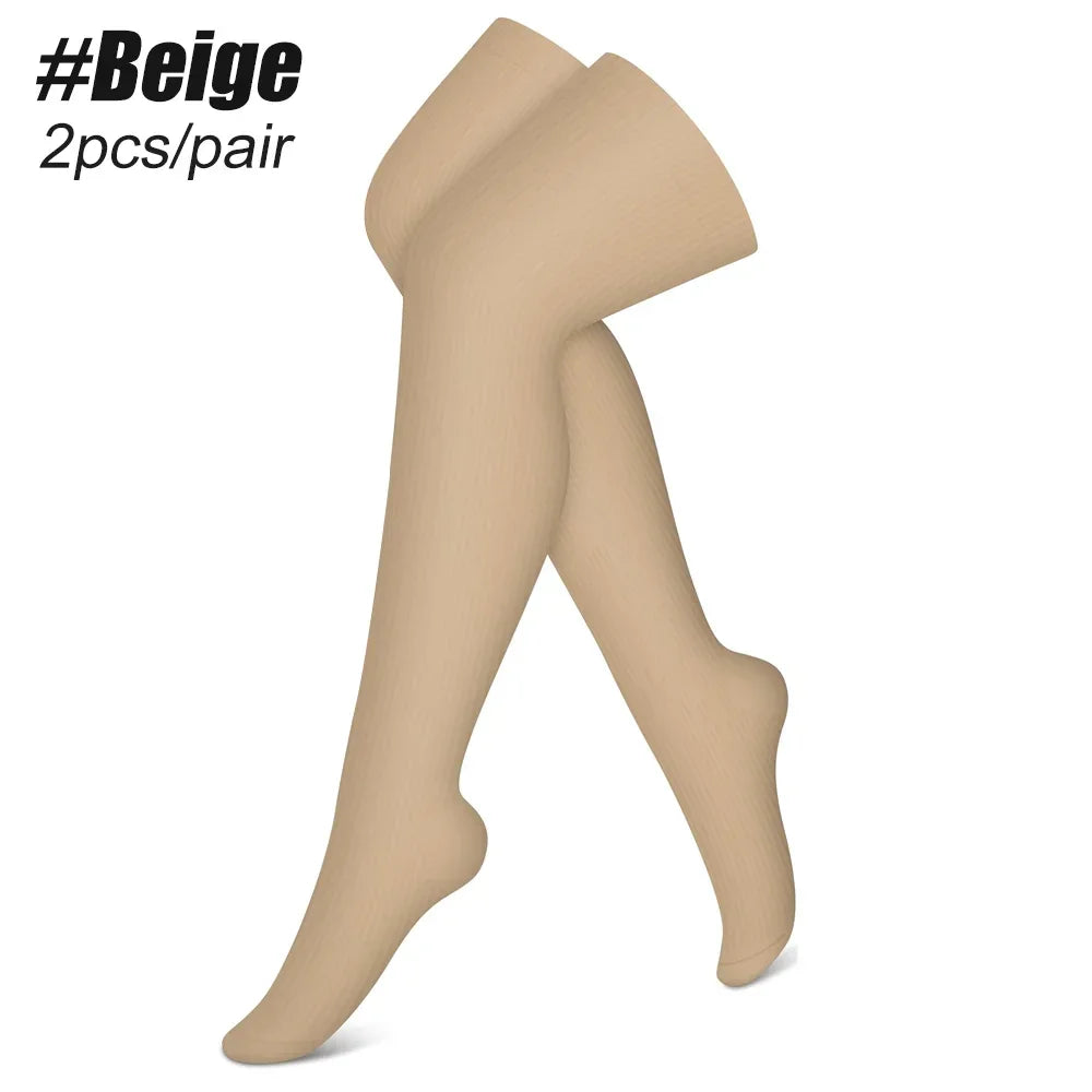 1Pair Sport Thigh High Compression Socks for Running, Edema, Varicose Veins, Pregnancy & Nursing