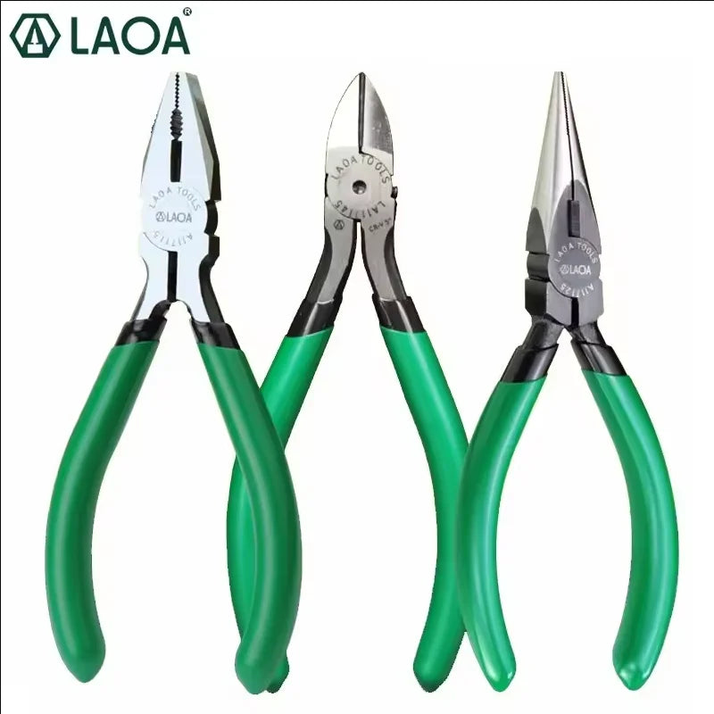 LAOA 5" wire cutters with viscose handle, small needle-nose pliers, small oblique-nose pliers, manual pliers