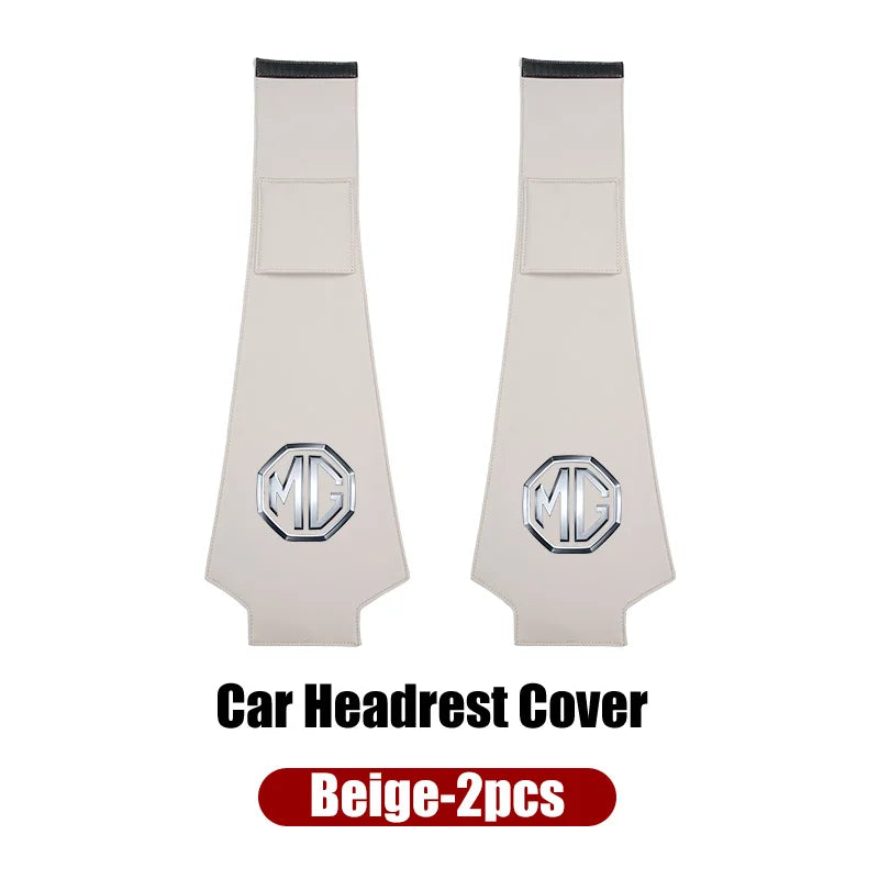 Car Headrest Storage Cover Leather Neck Pillowcase For Morris Garages MG 6 3 5 7 TF ZR ZS HS GS GT Hector RX5 RX8 350 550 Gundam