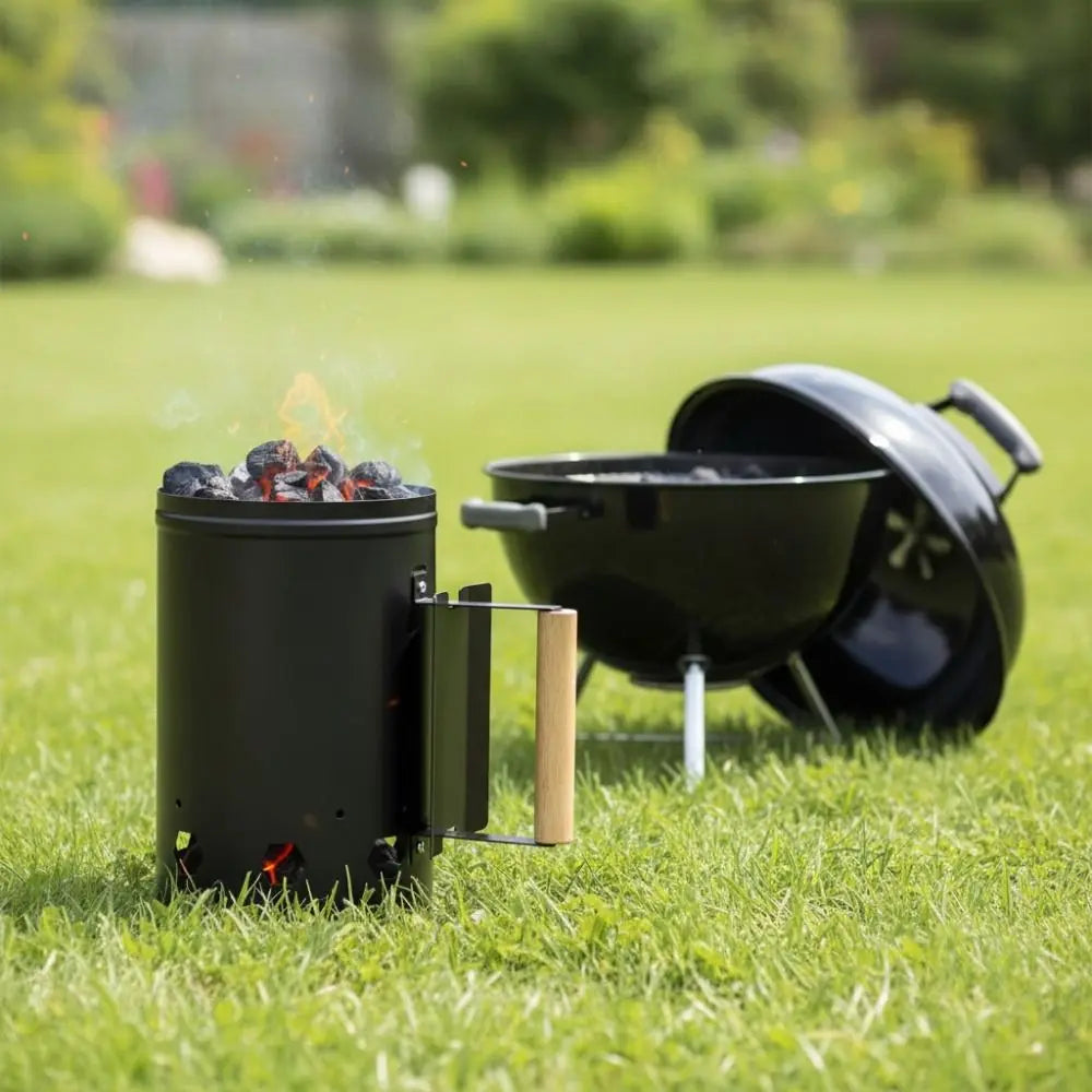 With Handle BBQ Carbon Barrel Stainless Steel Heat-resistant Camping BBQ Coal Lighter Can with Thickened Insulation Panels
