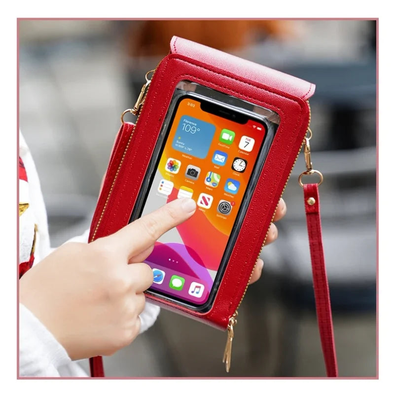 Crazy Bag Fashion Touch Screen Lock Cell Phone Bag Women's Mobile Phone Card Holder Crossbody Shoulder Bag