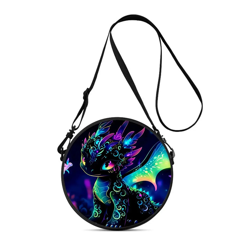Dinosaur Print Round Shoulder Bag Casual Messenger Bag for Woman Best Gifts 2D Flat Casual Daily Crossbody Bag