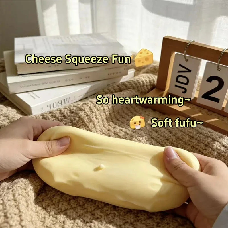 Simulation Ultrathin Cheese Pinch Pressure Ball Slow Rebound Soft Decompression Relieve Anxiety Office Home Decor Adult Gift