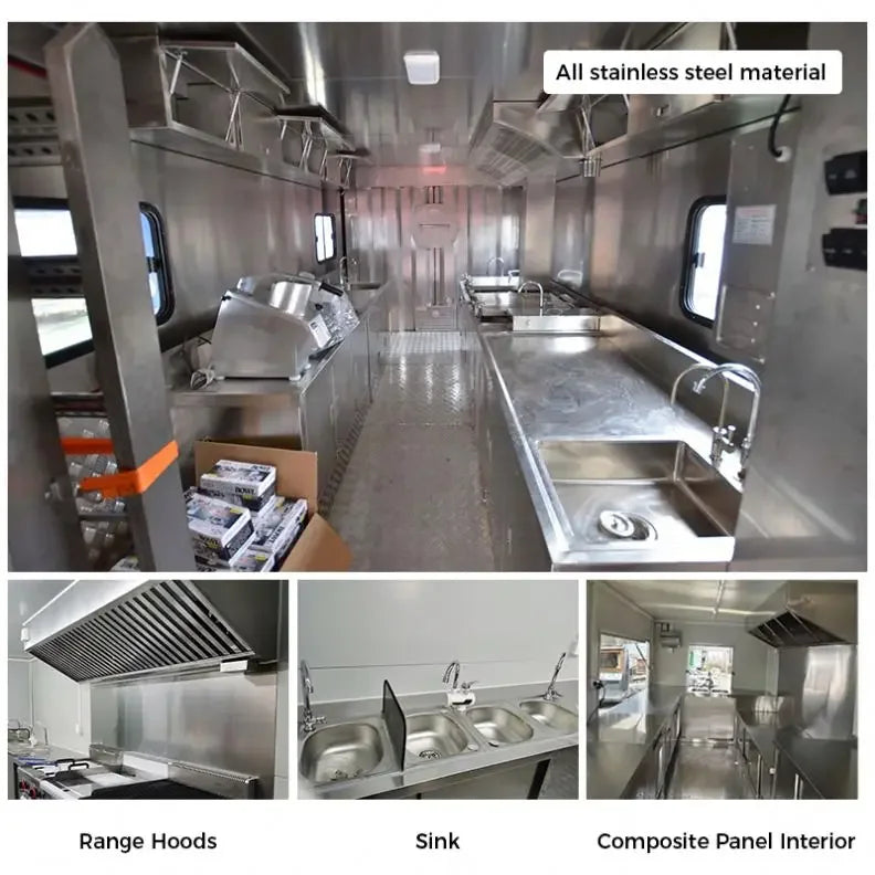 Fully Equipped Cart Trailers Fast Food Custom Cream Food Truck  with Full Equipment Mobile Food Trailer