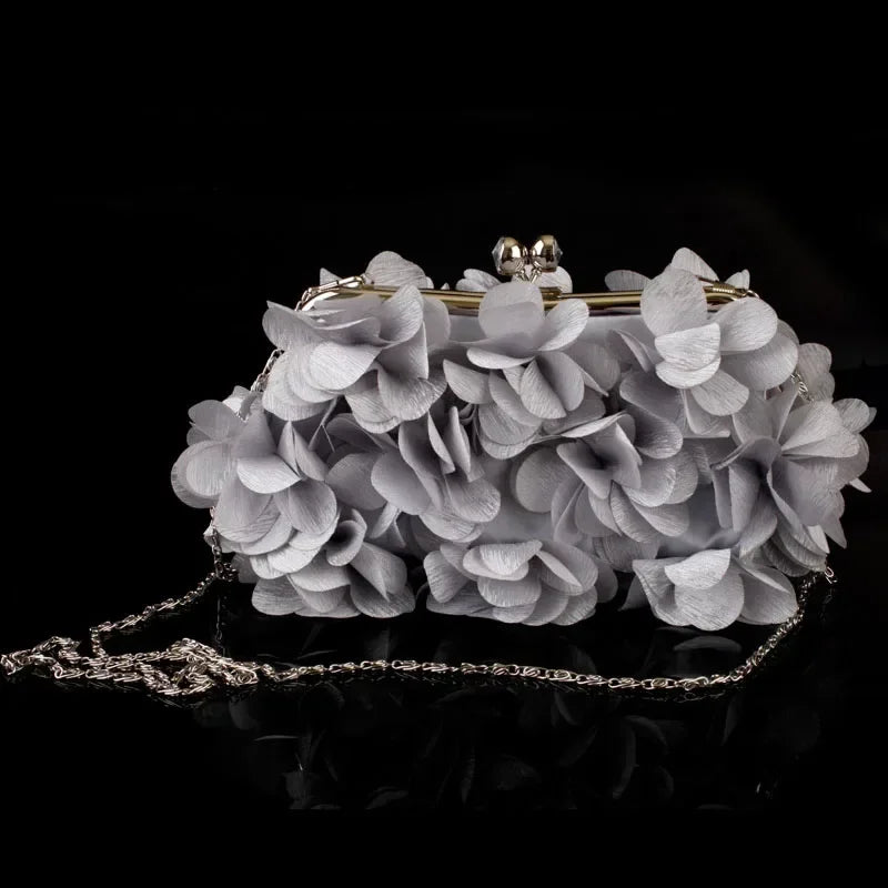 Wedding Dress Bag 8 Colors White Bride Clutches Ladies Blue Party Handbag Woman Purple Evening Flower Bags Floral Wedding Clutch