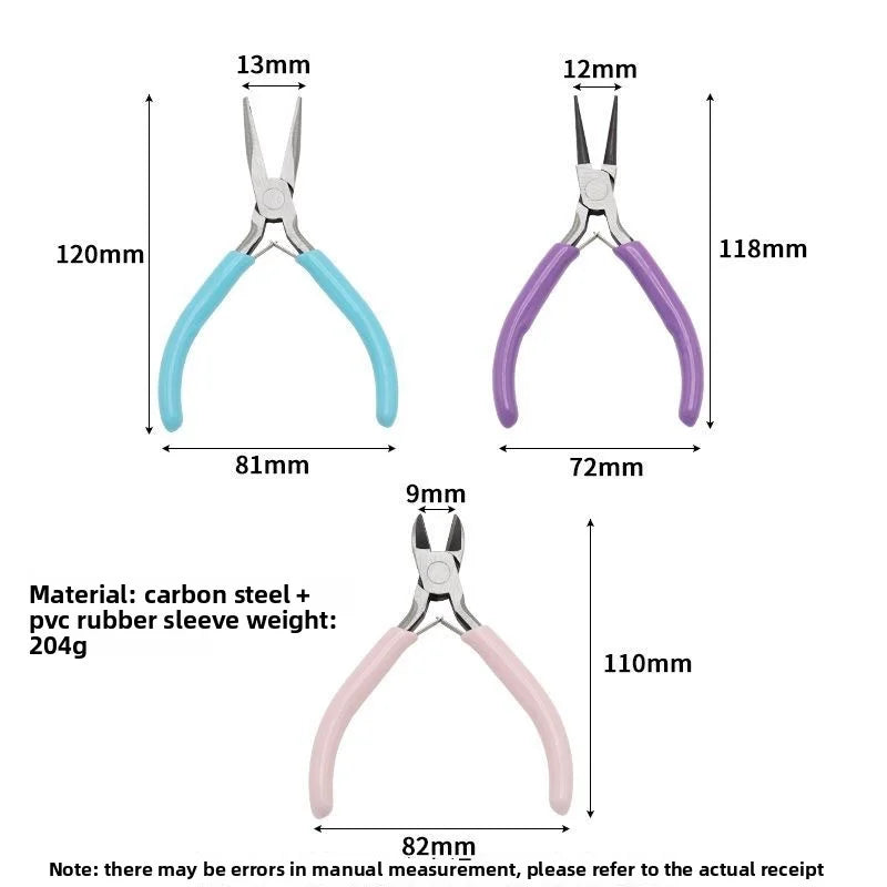 Carbon Steel Jewelry Pliers Needle/Chain/Round Nose Wire Cutter Tweezers Jewel Repair Handcrafts Beading Sewing Pliers Tool