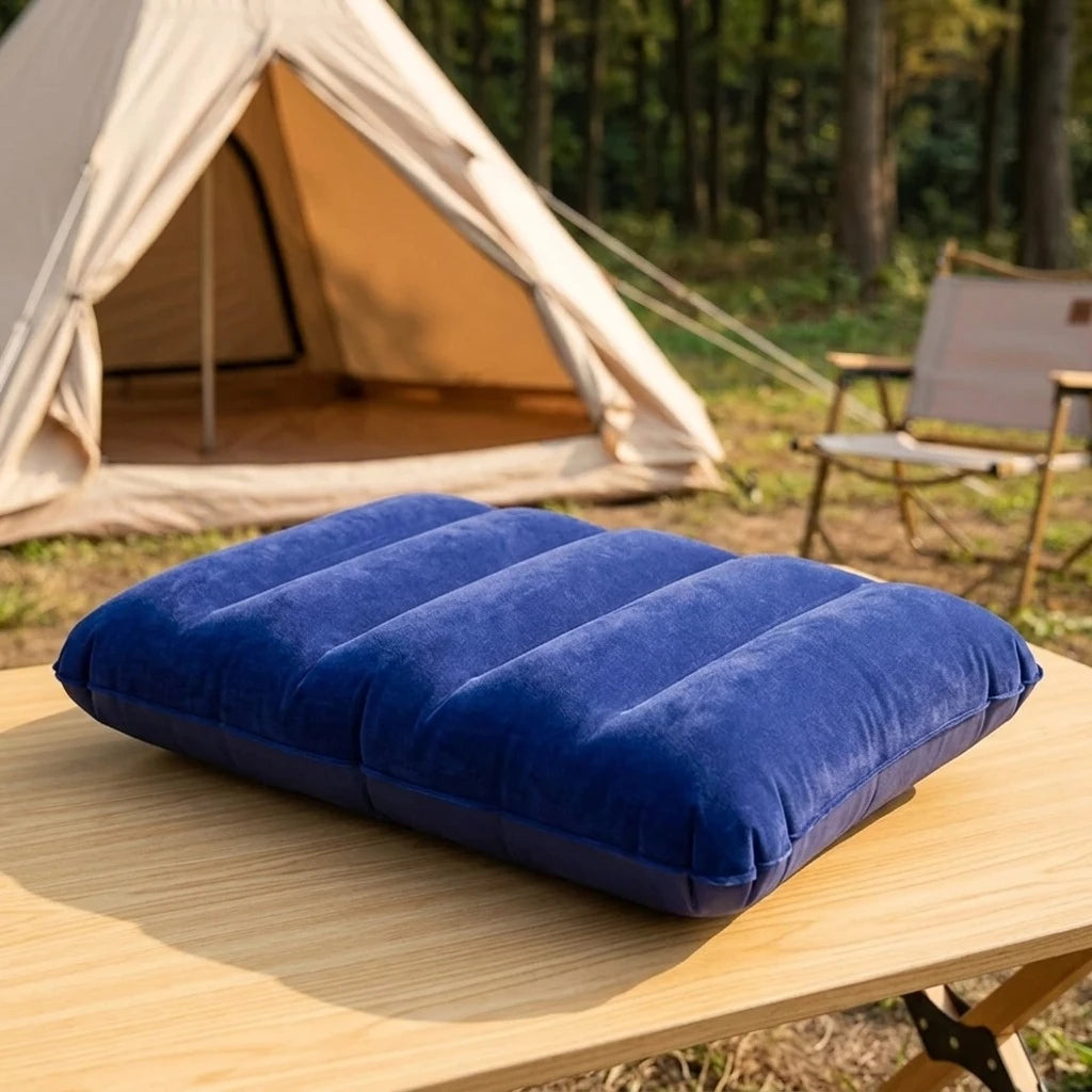 1pc Air Cushion Pillows, Foldable Square Inflatable Pillow, for Travel Backrest | Airplane Headrest | Camping Pillow