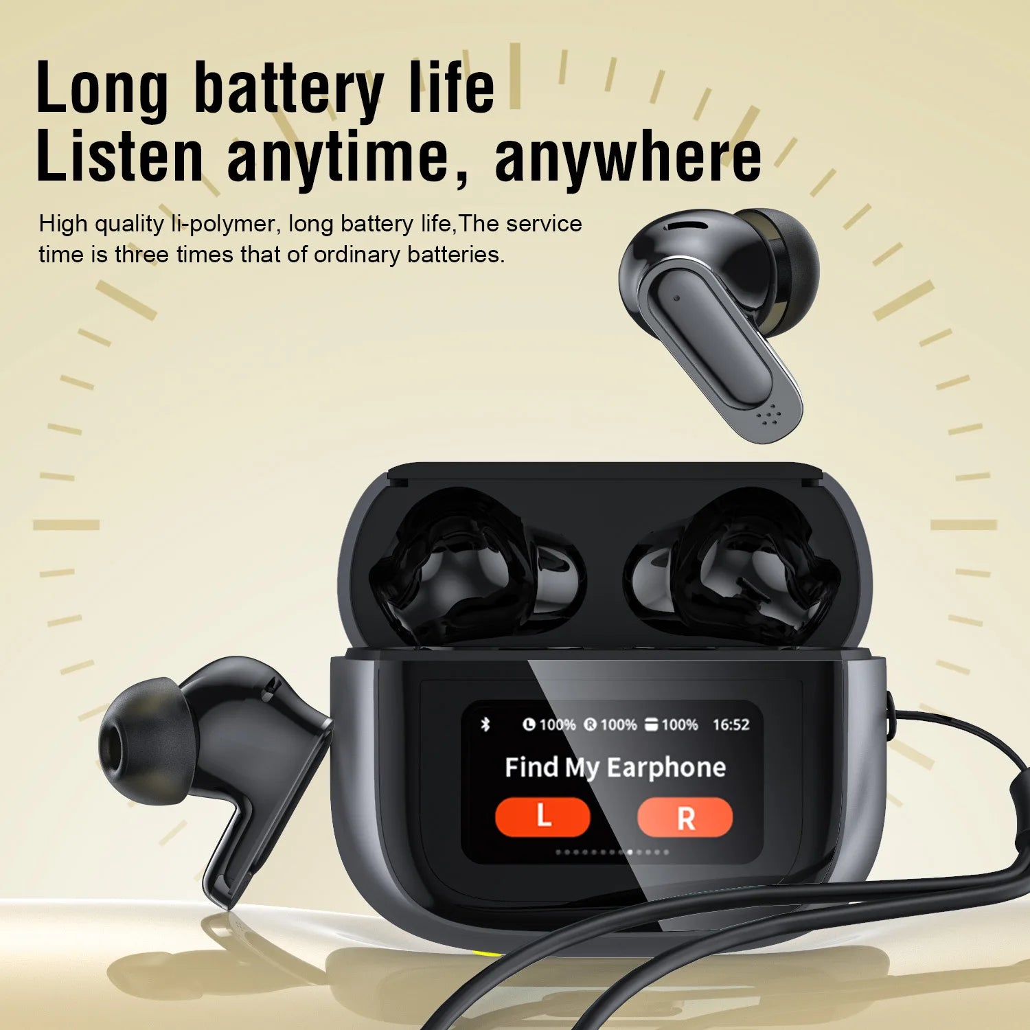 Lenovo New V11 Wireless Bluetooth Earphones Headphones Outdoor Sport Headset Noise Reduction With Display Touch Control Earbuds