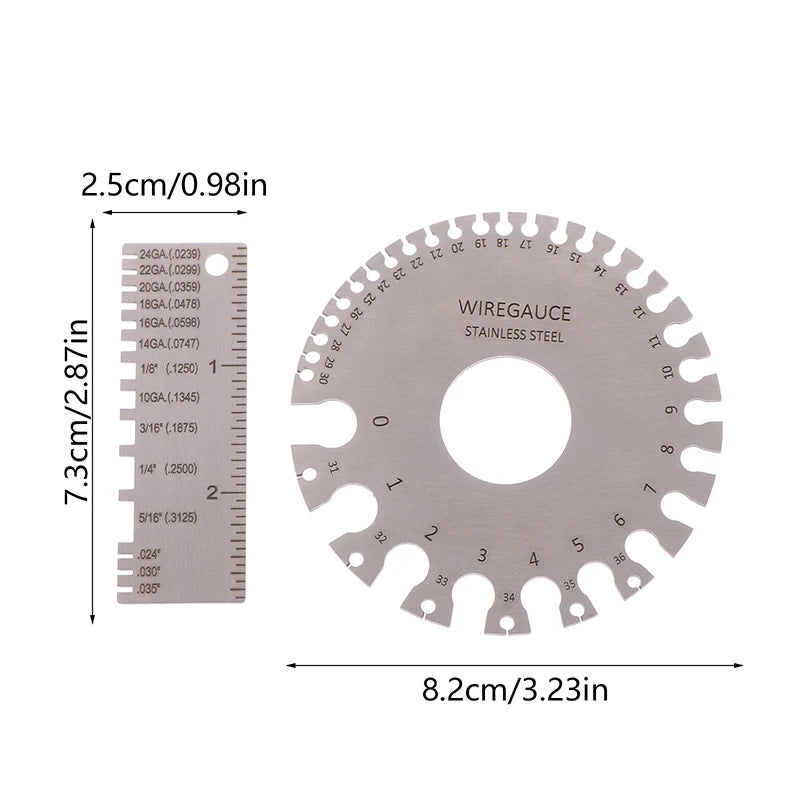 Welding Inspection Wire Gauge 0-36 Round AWG SWG Wire Gauge Thickness Ruler Gauge Diameter Stainless Steel Measurer Tool