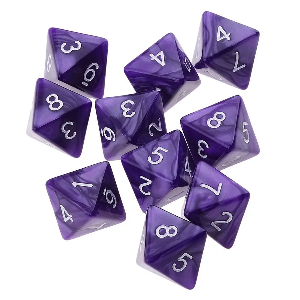 10Pcs/set D8 16mm Digital Dice Set 8 Sided Acrylic Table Game Opaque Polyhedral Dices for DND Dice Tabletop Role-Playing Game