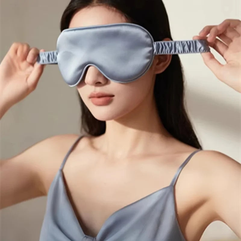 Double-Sided Soft Silk Sleeping Eyeshade Light Blocking Breathable Strap Adjustable Zero Eye Pressure Sleep Eye Mask for Home