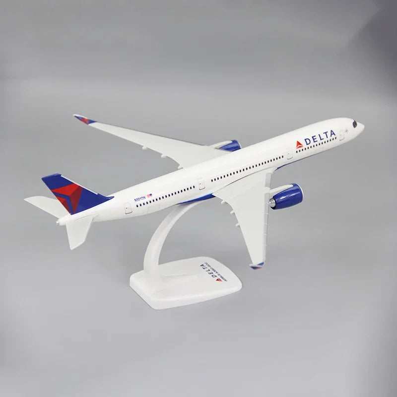 New 1:250 Scale A350-900 Delta Airline Air With Base Plastic Assembly Aircraft Model Toy Collection Display Gifts Fans