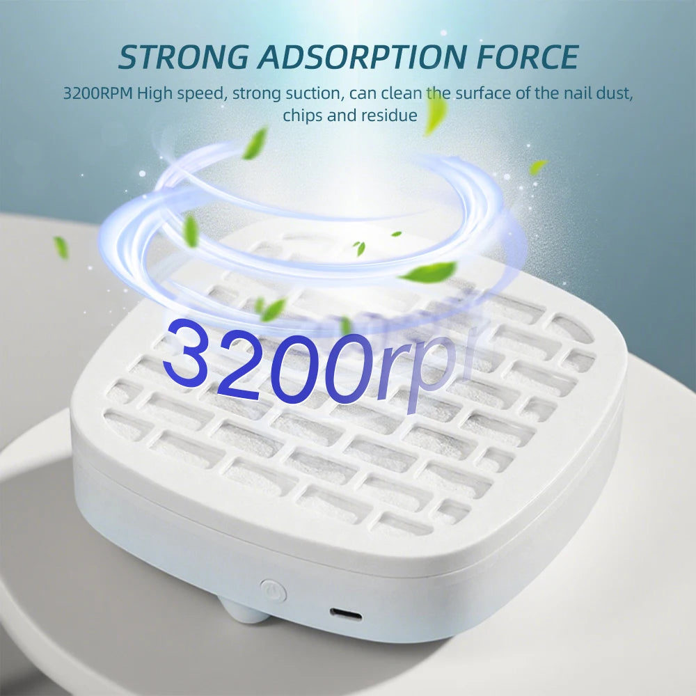 USB Mini Manicure Nail Vacuum Cleaner Strong Suction Nail Dust Collector Portable Nail Art Vacuum Dust Cleaner Extractor Fan
