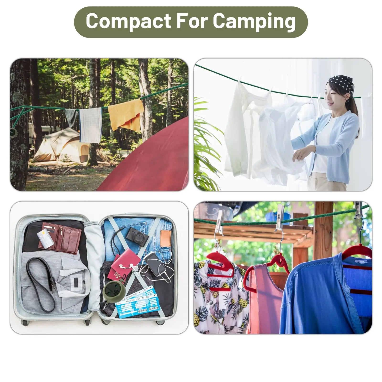 Multifunctional Portable Clothesline, Adjustable Retractable Clothes Line for Outdoor Camping Travel Home Use
