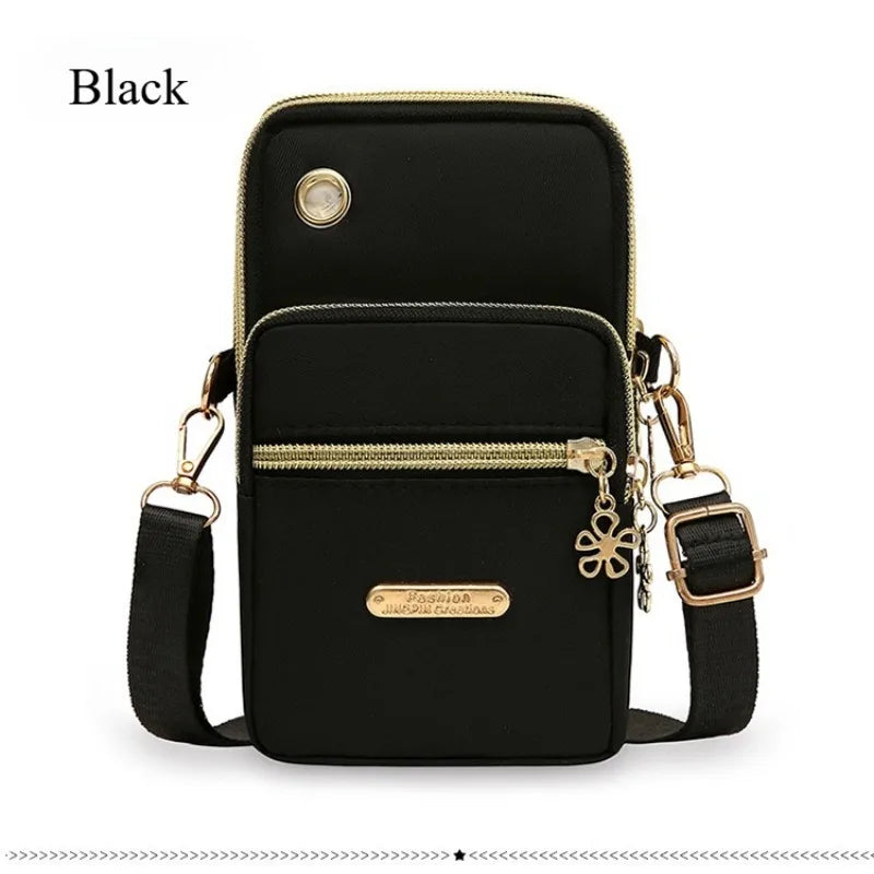 New Women's Phone Bag Three-Layer Crossbody Bag Outings Fabric Bag Arm Bag