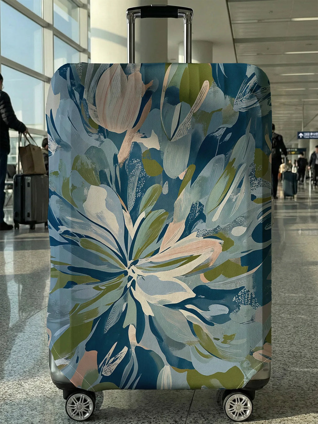 Abstract Flower Brush Stroke Print Luggage Cover, Suitable for 18-32 Inch Luggage Cover, Luggage Handle Glove, Travel Accessorie