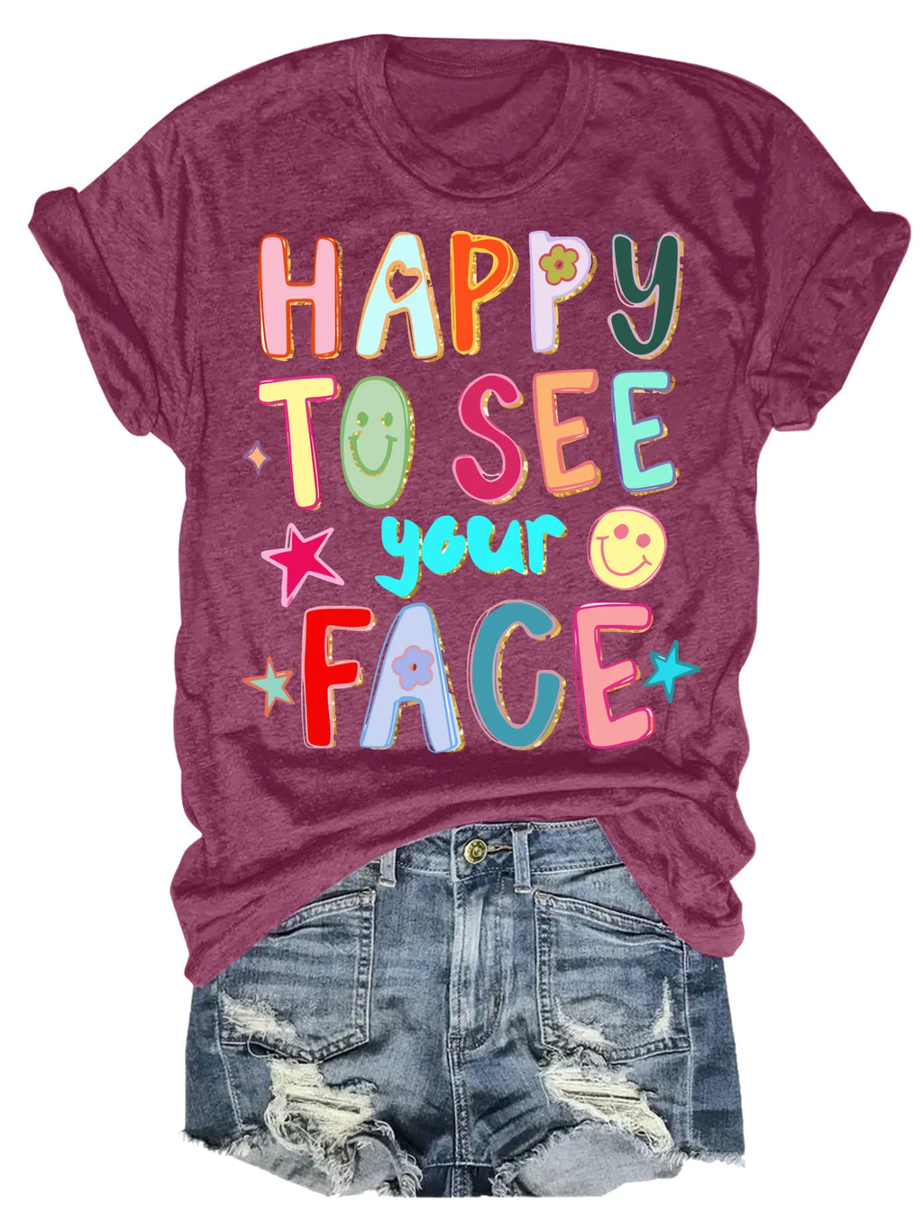 women's plus size tank top Happy To See Your Face Suitable for sports and daily wear Summer beach vacation top sleeveless casual
